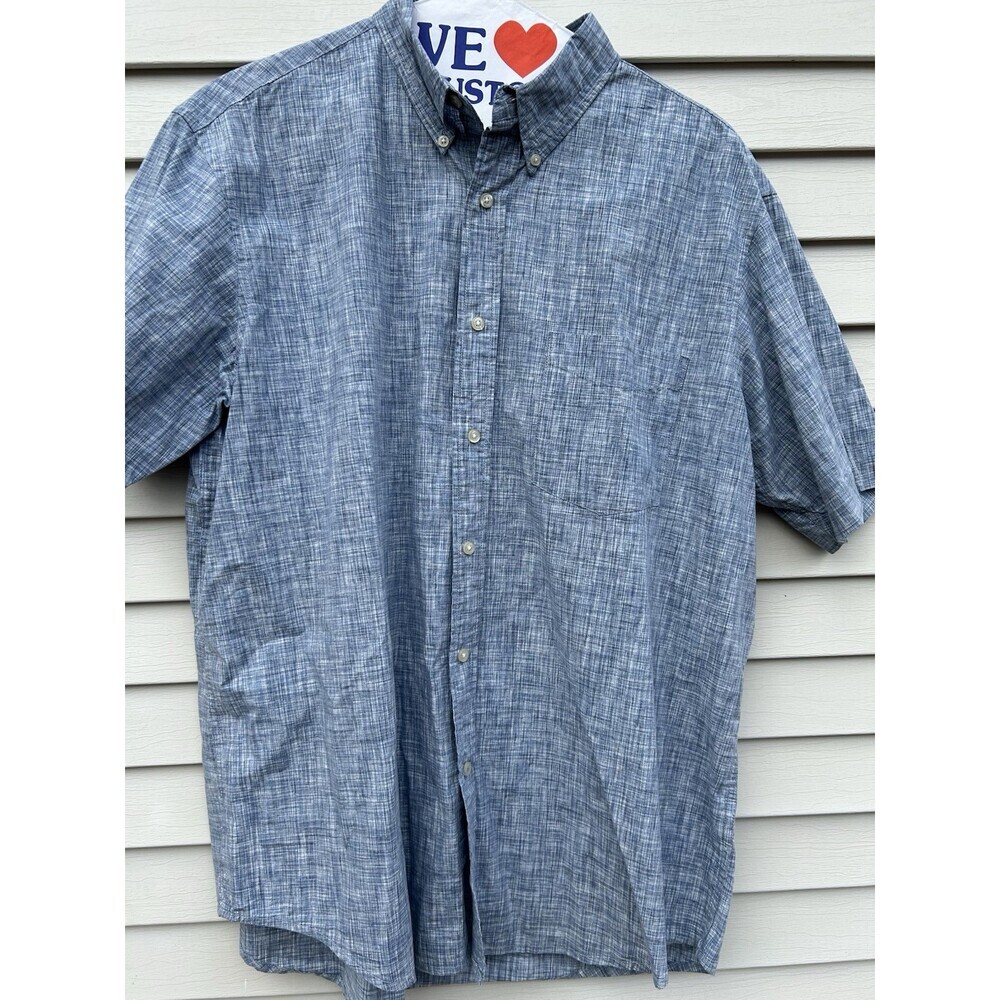 Vintage Club Room Cotton Short Sleeve Button Down Shirt Mens XL Blue